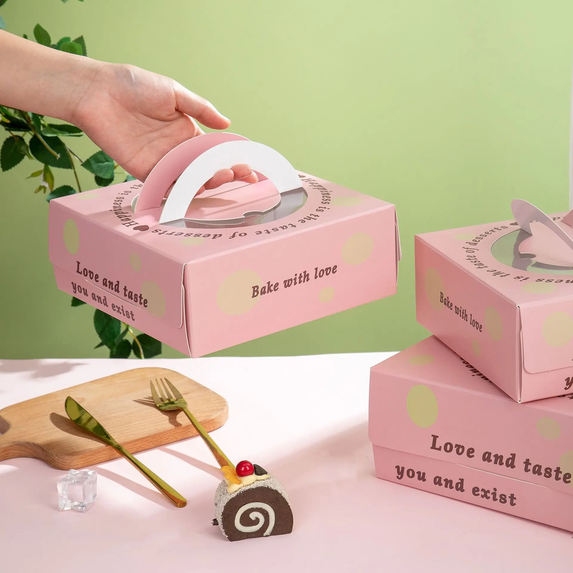 Cheese Cake Pizza Package Boxes Handheld Thousand Layer Mousse All-in-one Box Baking Pastry Basque Packaging Case Bakeware