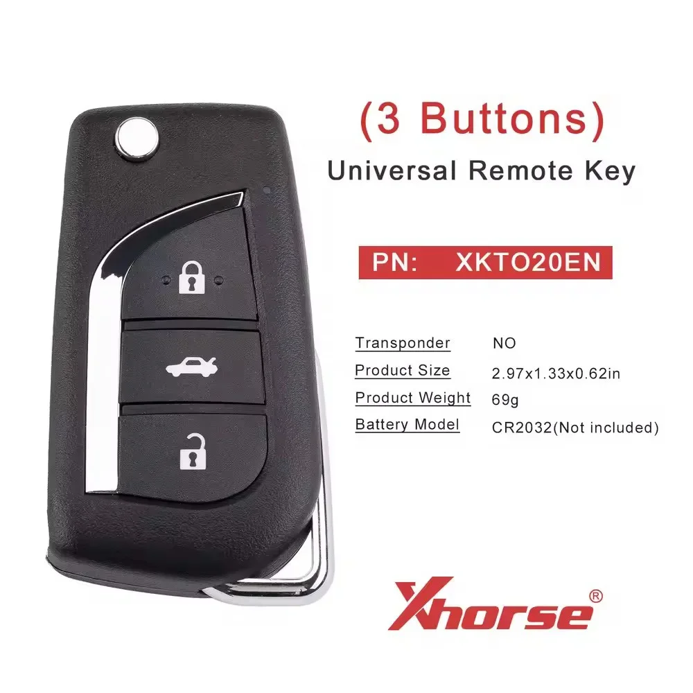 

5pcs/lot XHORSE XKTO20EN XK Series for Toyota 2nd Generation Universal Smart Key 3 Buttons upgrade of XKTO00EN Remote Key