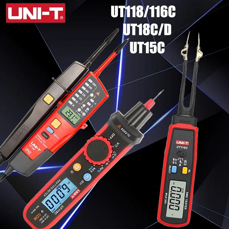 

UNI-T Voltage Testers Phase Sequence Continuity Voltage Detector LCD Display Auto Range IP65 Waterproof Meter UT18C UT18D UT15C