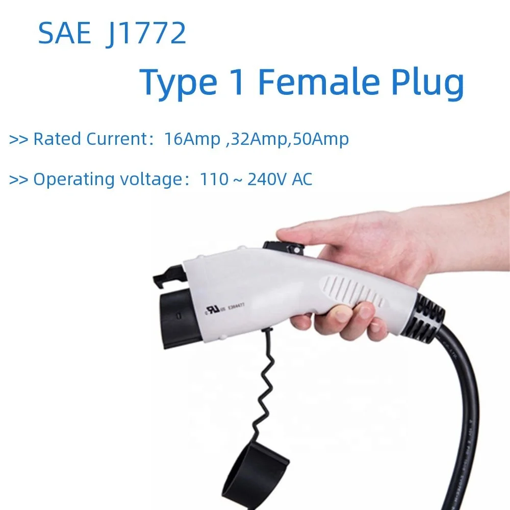 Type1 Female Plug 32A 50A AC Electric Car Vehicle Charging Station Charger Connector 5 Pin J1772 Duosida EV Charger Adapter