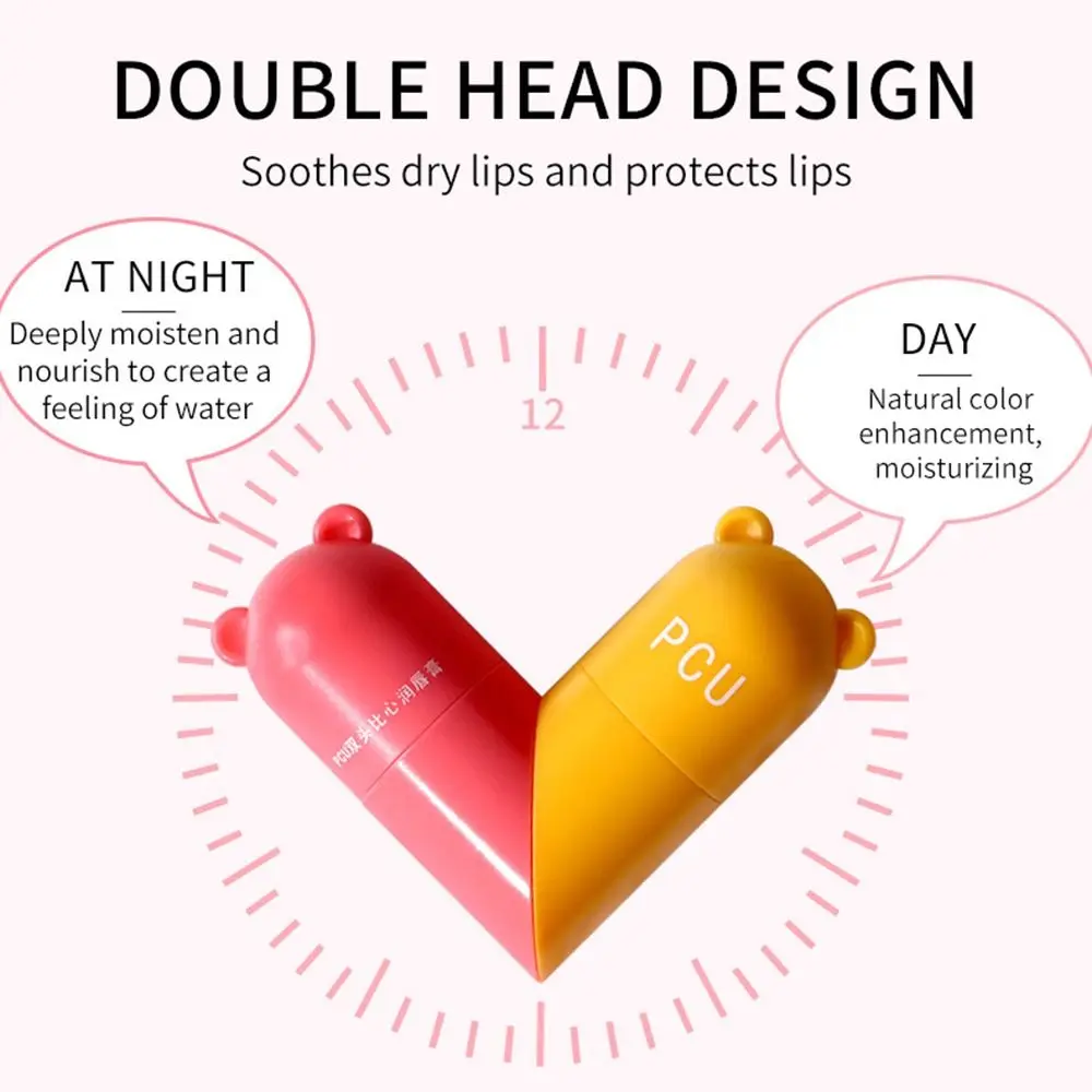 Nourish 2 in 1 Lip Balm Lasting Natural Heart Lip Balm Love-shaped Moisturizing Day and Night Lip Balm Day and Night