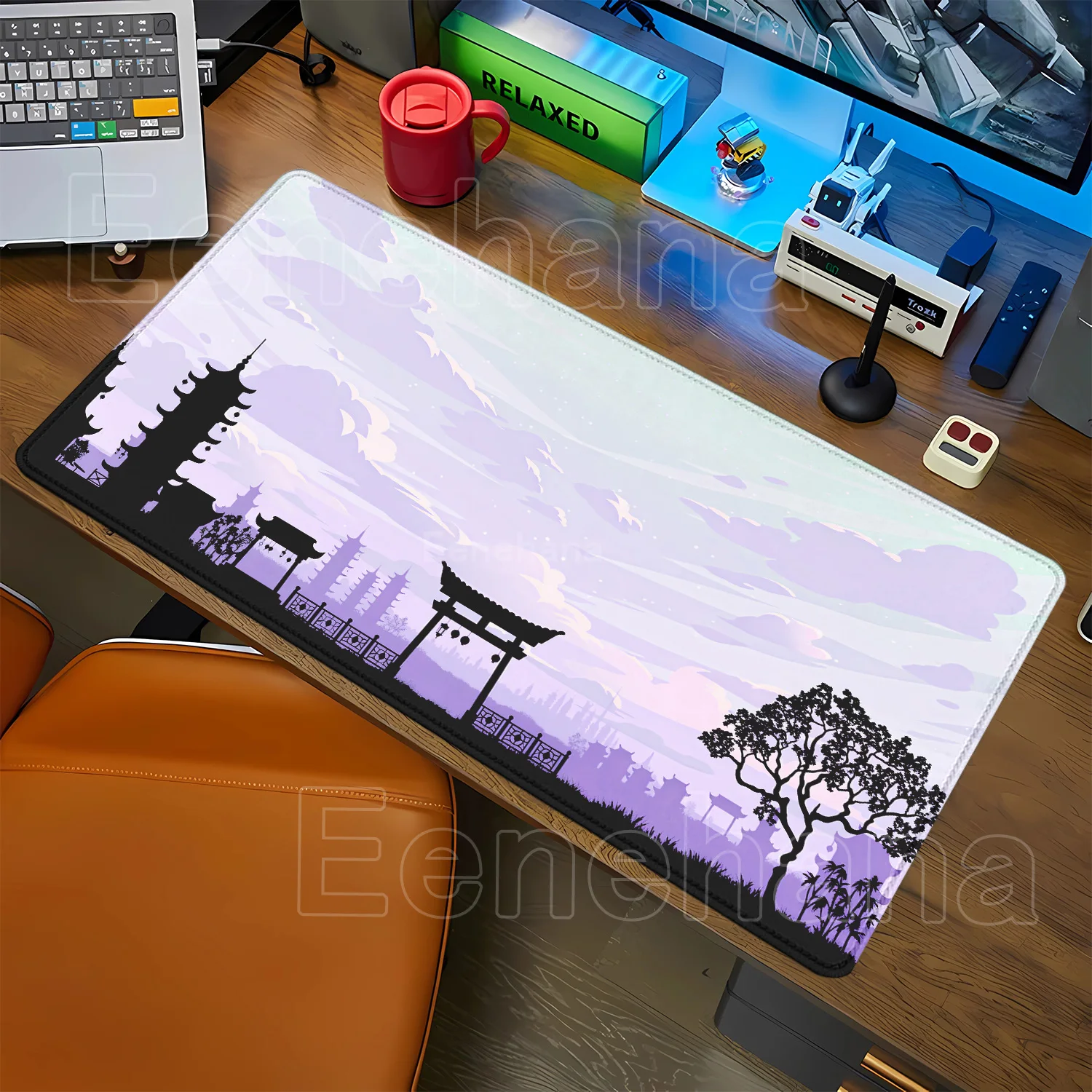 

Большой коврик для мыши Inari Torii с рисунком сакуры, розовый, XXL, для игр, для ноутбука, коврик для клавиатуры, HD-печать, 400x900 мм, настольный коврик