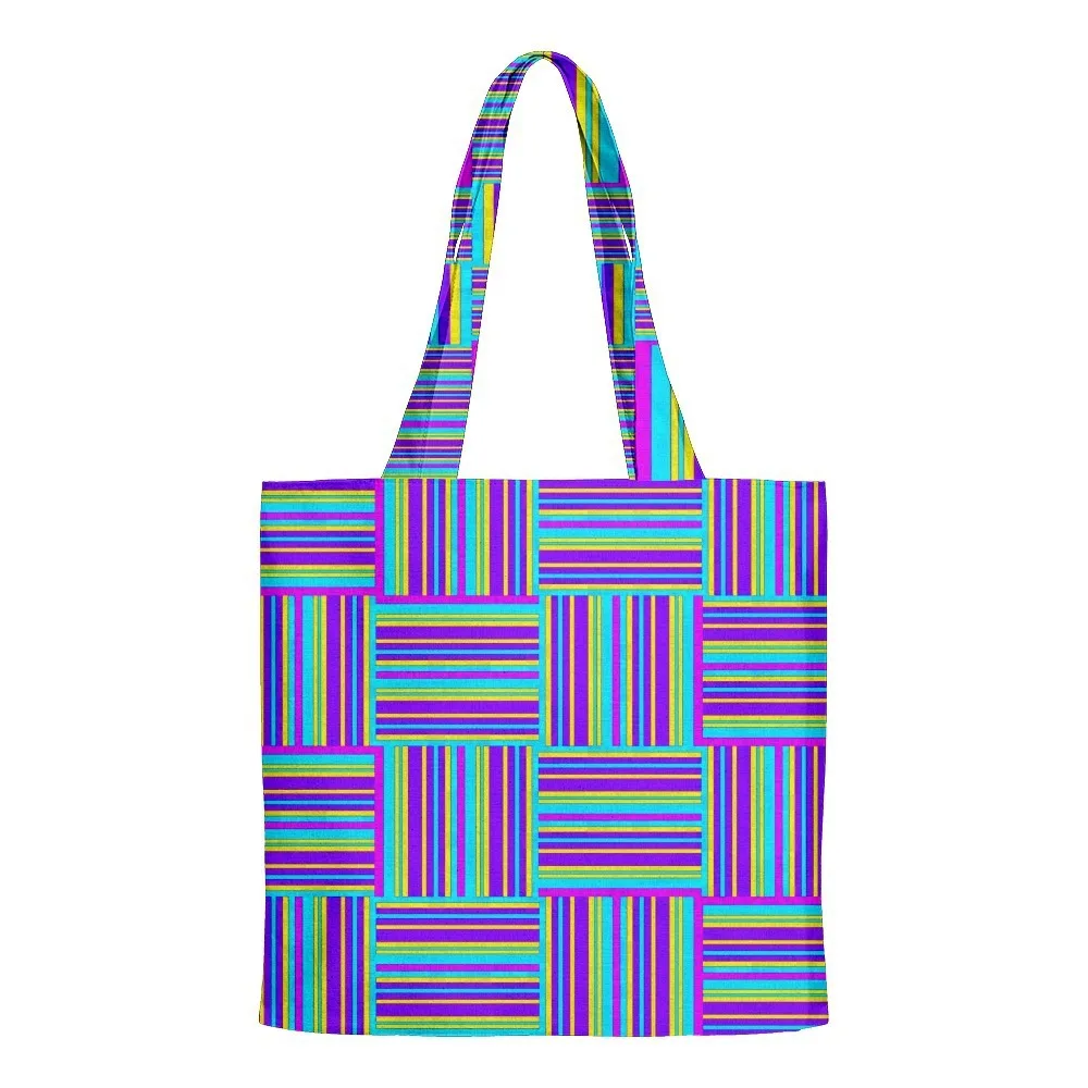 Trendy Popular Fashion Harajuku Stripe Tutoring Class Tutoring Remedial Bags Storage Canvas Bag One-shoulder Shopping Handbag