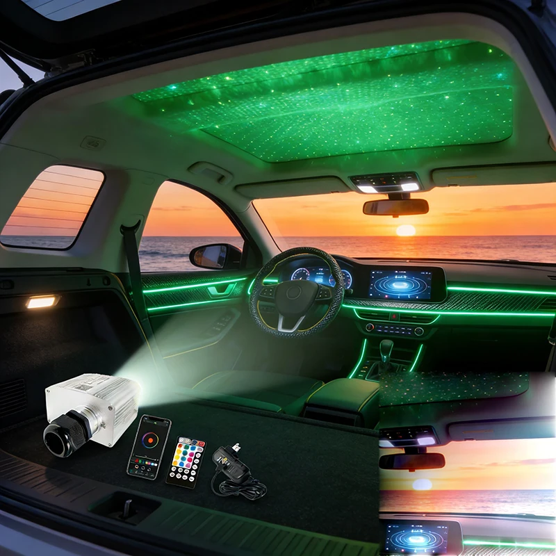 

Control Starry Car LED Light Kid Room Twinkle Star ceiling kit Ceiling factory outlet new Optical fiber Bluetooth APP Smart lamp