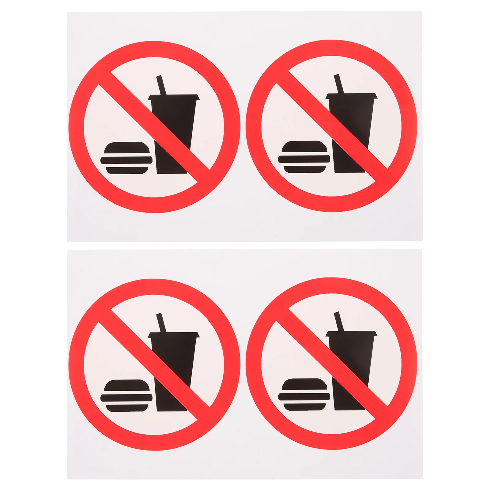 

4 шт. предупреждающая наклейка без еды или напитка, знак, гладкая поверхность, клейкая настенная дверная этикетка для офиса, коммерческого пространства