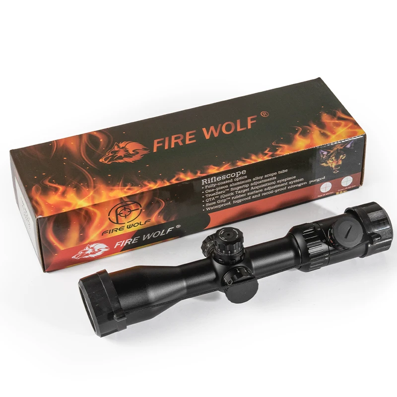 Imagem -05 - Fogo Wolf 4.514x42 Riflescopes Bevel Side Dupla Cruz Vermelho Verde Foco Tático Âmbito Óptico Sniper Caça Âmbito