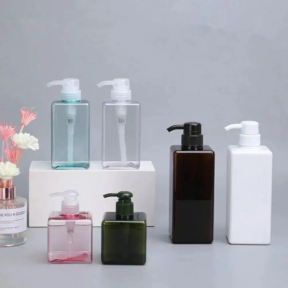 Square Refillable Soap Container Bathroom Decoration Travel Portable Storage Body Wash 450ml Capacity Square Refillable