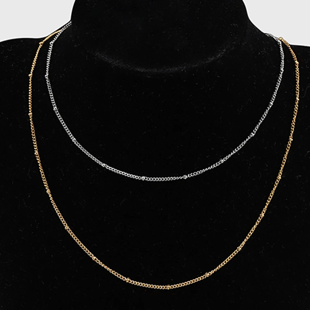 5 Stück 45cm+5cm Kette mit Karabinerverschlüssen, Edelstahl-Perlenkette, Halsketten-Basisketten für DIY-Schmuckherstellung, kein Verblassen – Detail 24