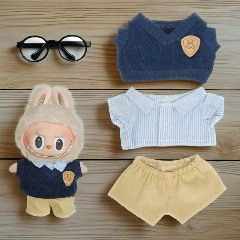 

17cm Labubu Clothes Plush Idol Outfit Accessories College Cultural Administrative Travel Style Kid Toy Gift Labubu waist bag
