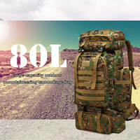 80L Large Sturdy Waterproof Tactical Sports Trekking Fishing Hunting Camping Hiking Bag 600D Oxford Cloth Backpack Outdoor Rucks