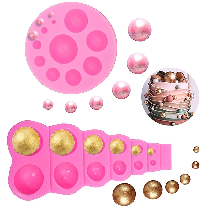 Pearl Fondant Mold DIY Ball Pearl Semi Sphere Chocolate Silicone Molds Cake Decorating Sugar Lollipop Mold Bakeware Tools