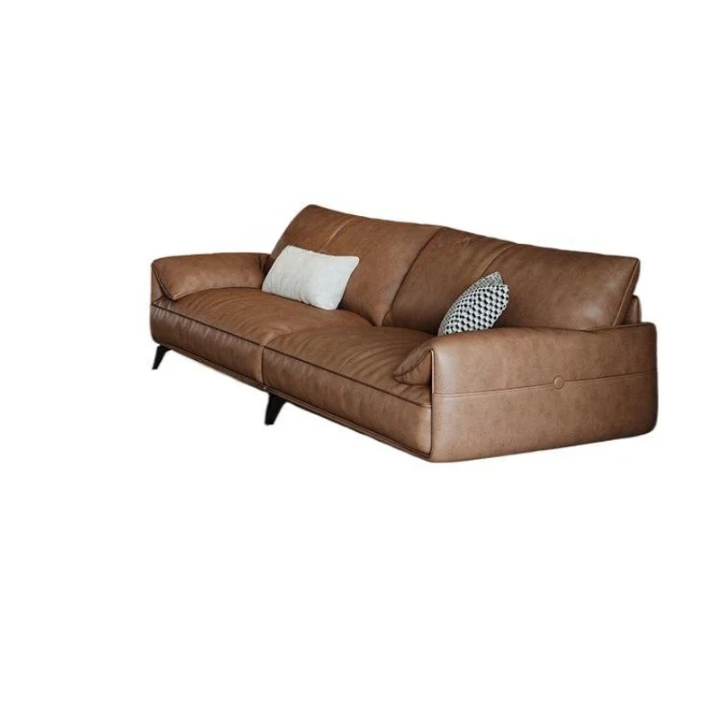 Leather sofa, living room Italian minimalist first-layer cowhide home sofa
