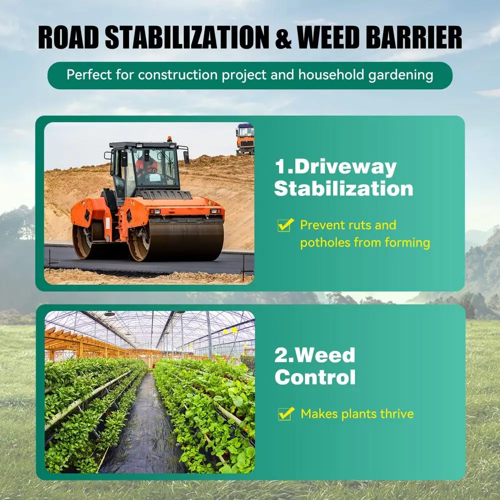 Heavy Duty Weed Barrier ภูมิทัศน์ผ้า 6FTx300FT สวน Driveway Geotextile Underlayment ดิน Superior ControlCommercial