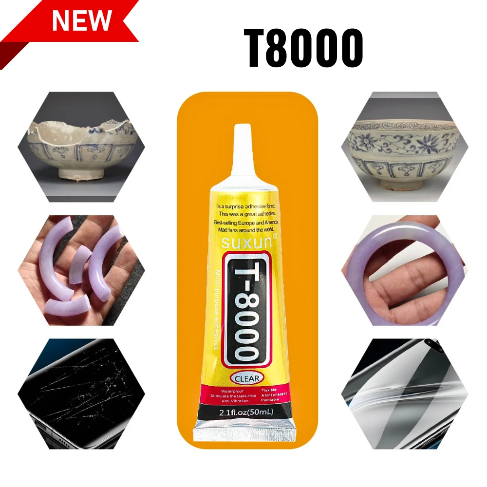 Transparent T8000 Glue Clear Phone Repair Jewelry Craft Fiber Electronic Component Contact Adhesive T-8000 Sealant