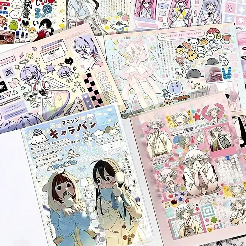 Kawaii Japanese Anime Sticker Book Anime Characters Retro Magazine Cut Film Sticker Book Material DIY Decorative Collage Gifts image 4