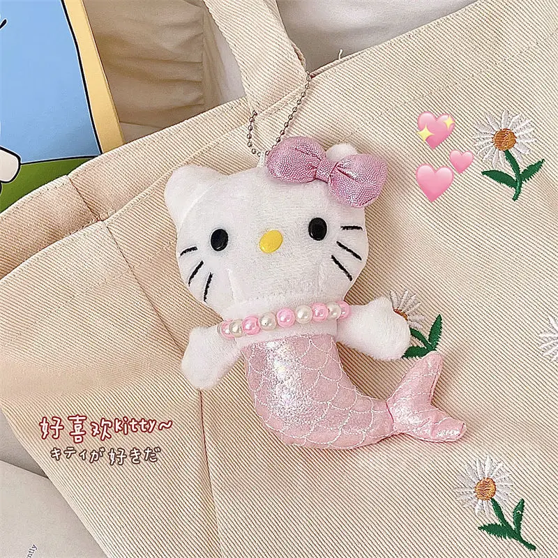 

Kawaii Sanrio Hello Kitty Mermaid Plush Keychain Cartoon Creative Package Decorate Personality Pendant Doll Children's Toy Gifts