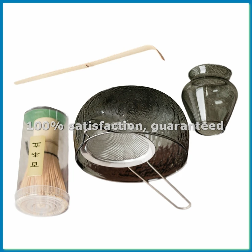 

Набор для приготовления чая матча из 5 предметов: прозрачный стеклянный чайный сервиз, чаша, чашка для матча, венчик для матча – для любителей чая – A69M