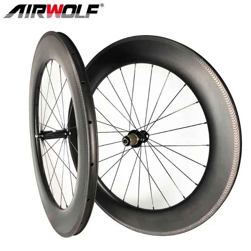 

Airwolf 700C Carbon Wheelset 90*25mm Time Trial/Triathlon Powerway R13 Hub Rim Brake Track UD Matt Racing Bike Wheel Clincher