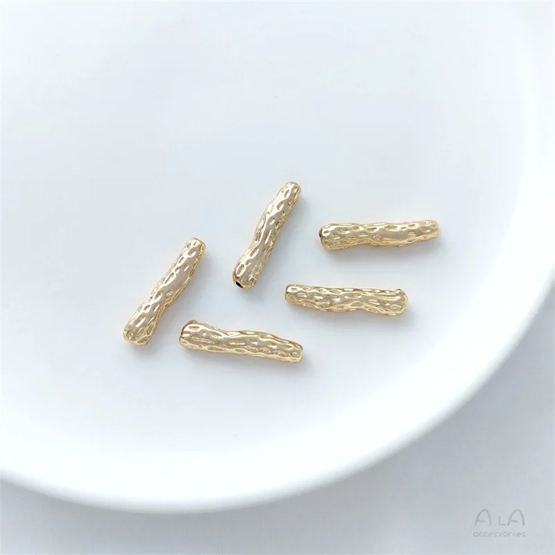 14K Gold Color Strip Imitation Baroque Tube Beads Toothpick Beads Straight Hole Crescent Shaped Beads DIY Jewelry Accessories