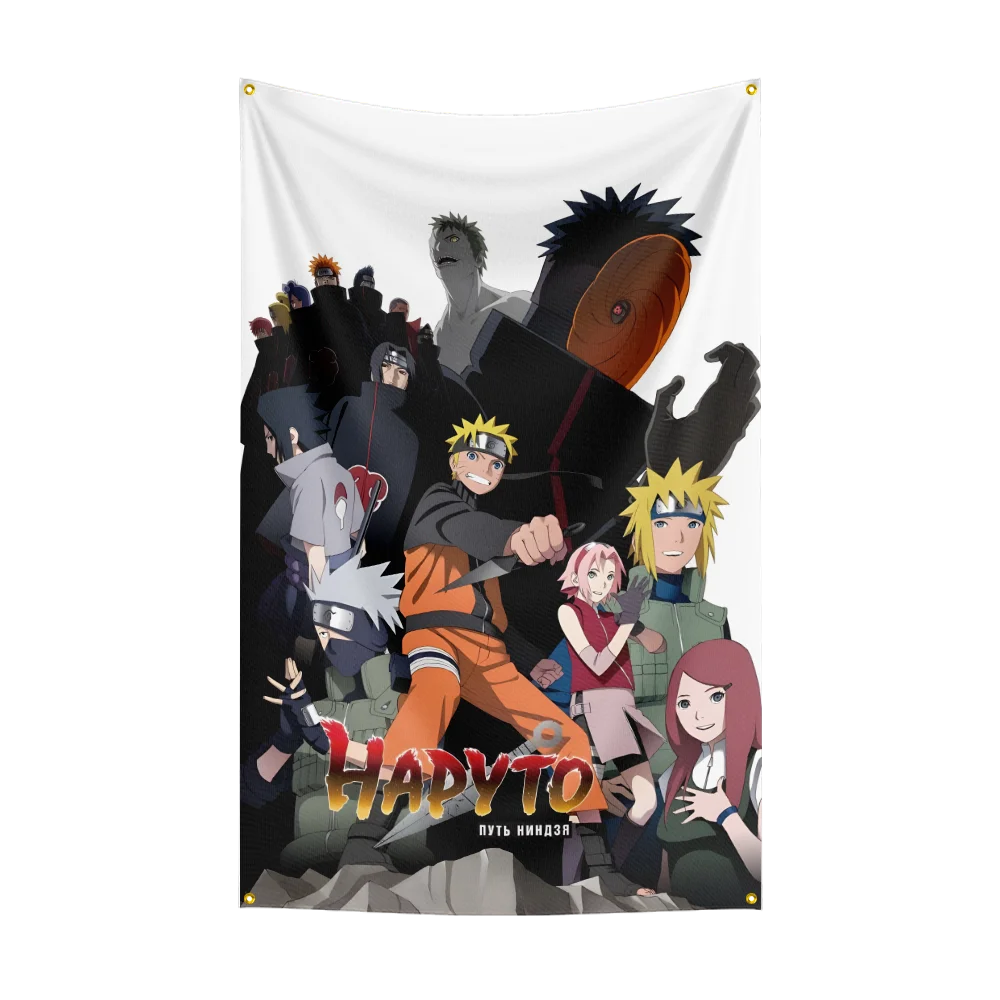 90X150CM Japan Anime N-Narutos Flag Polyester Digital Printed Game Tapestry Curtain For Decor