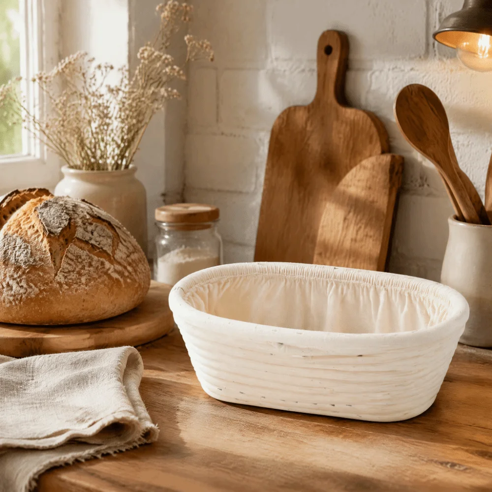 Oval Shape Bread Proofing Basket Long Size Baking Tool Banneton Bread Basket With Linen Liner Dough Basket Bread Making