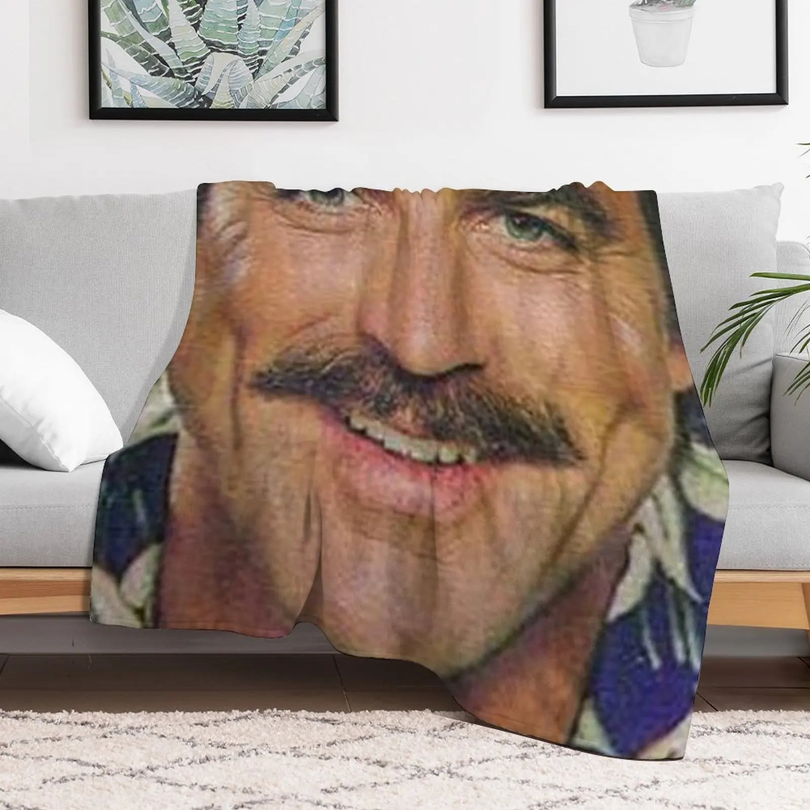 Tom Selleck Funny Face Mask Magnum P.I. style Throw Blanket Thermal warm winter Luxury Brand Multi-Purpose Blankets