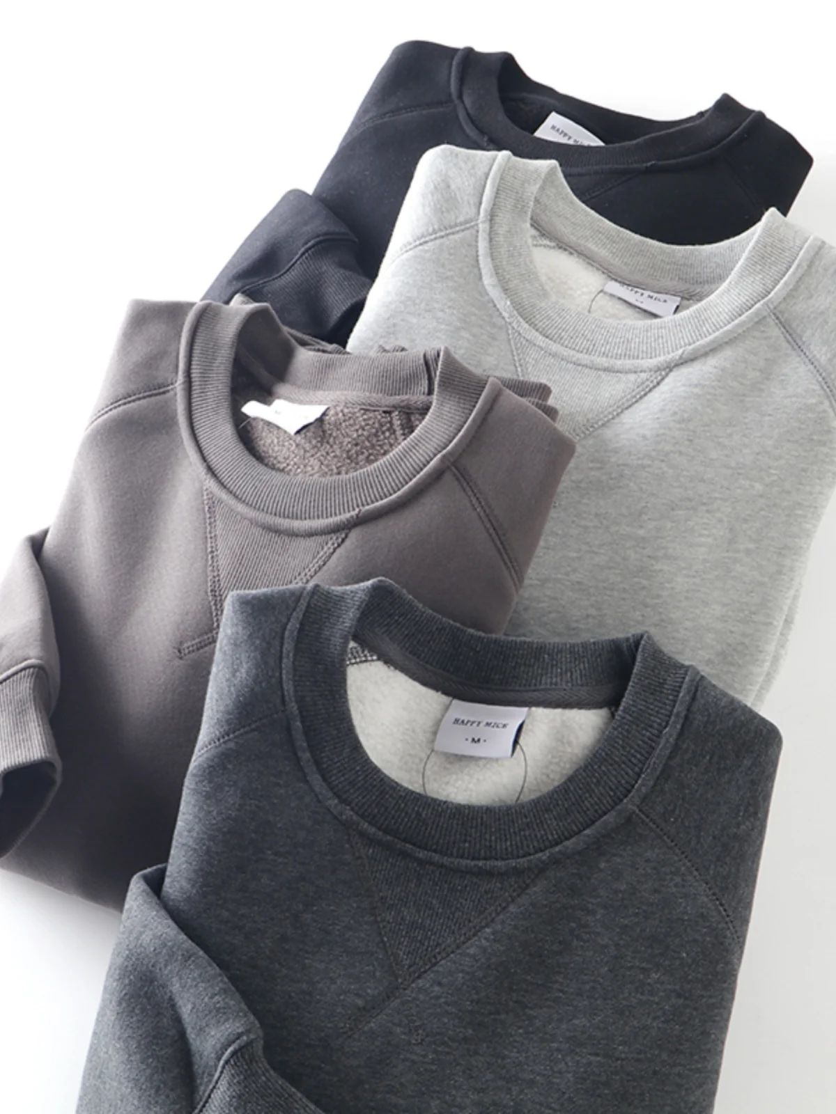 

OZ Silhouette Heavy Lamb Velvet ! Men's Basic Loose Sweatirt Pure Color Trendy Autumn Winter Straight Leg round Ne