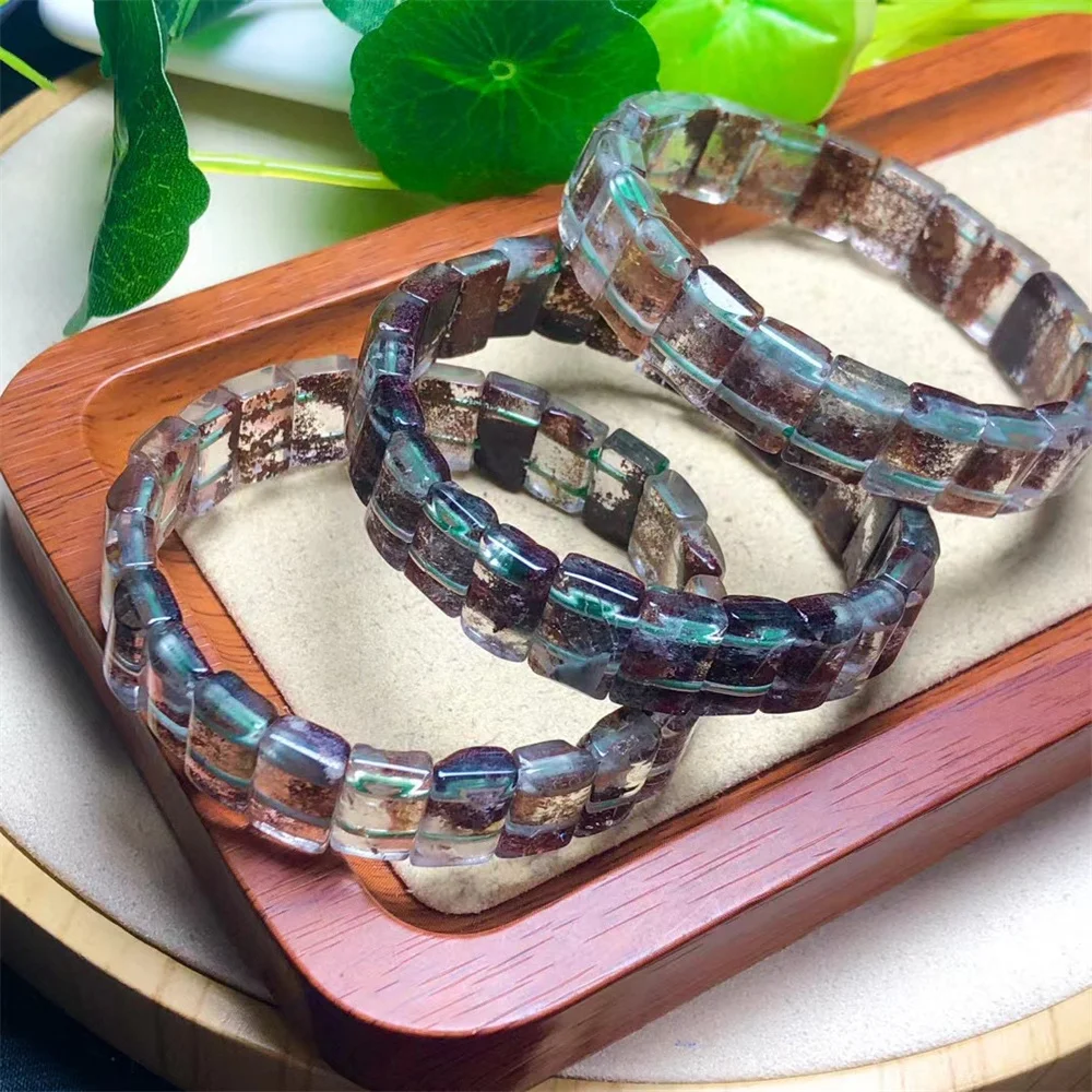 Natural Green Garden Quartz Bracelet Fortune Energy Bangle Mineral String Woman Amulet Jewelry Healing Gift 1pcs 7X12MM