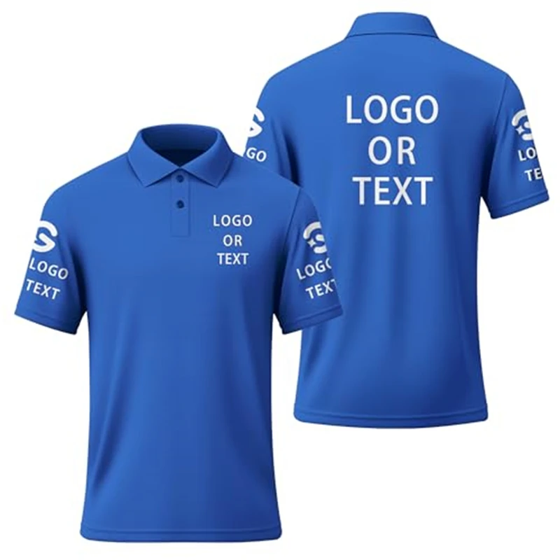Custom Logo Polo Shirt Personalized Front Back Sleeve Text Print Short Sleeve Business Uniform Workwear Team Staff Unisex Top