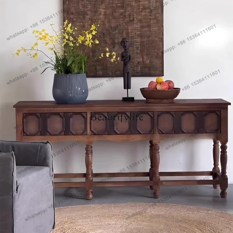 

LD33American retro solid wood dining side cabinet French light luxury home front door living room partition cabinet