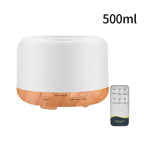 500ml Remote Control Essential Oil Diffuser Air Aroma Humidifier Aromatherapy Machine Timer Setting 7 Color LED Light Auto Off