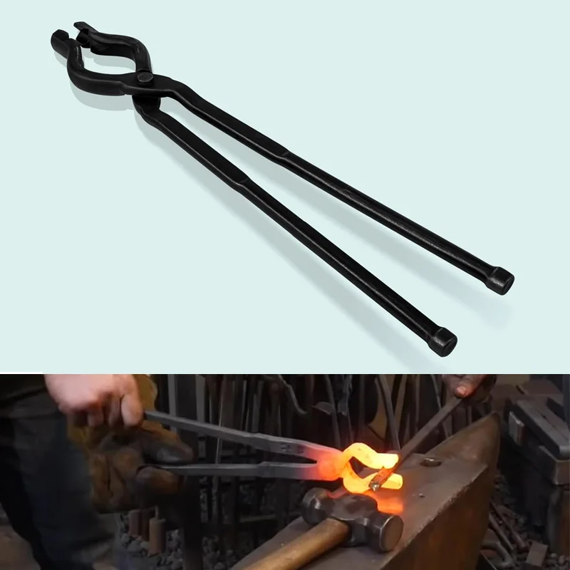 17 Inch V-Bit Bolt Blacksmith Tongs, Wolf Jaw Tongs Assembled Knife Making Blacksmith Bladesmith Anvil Forge Tongs