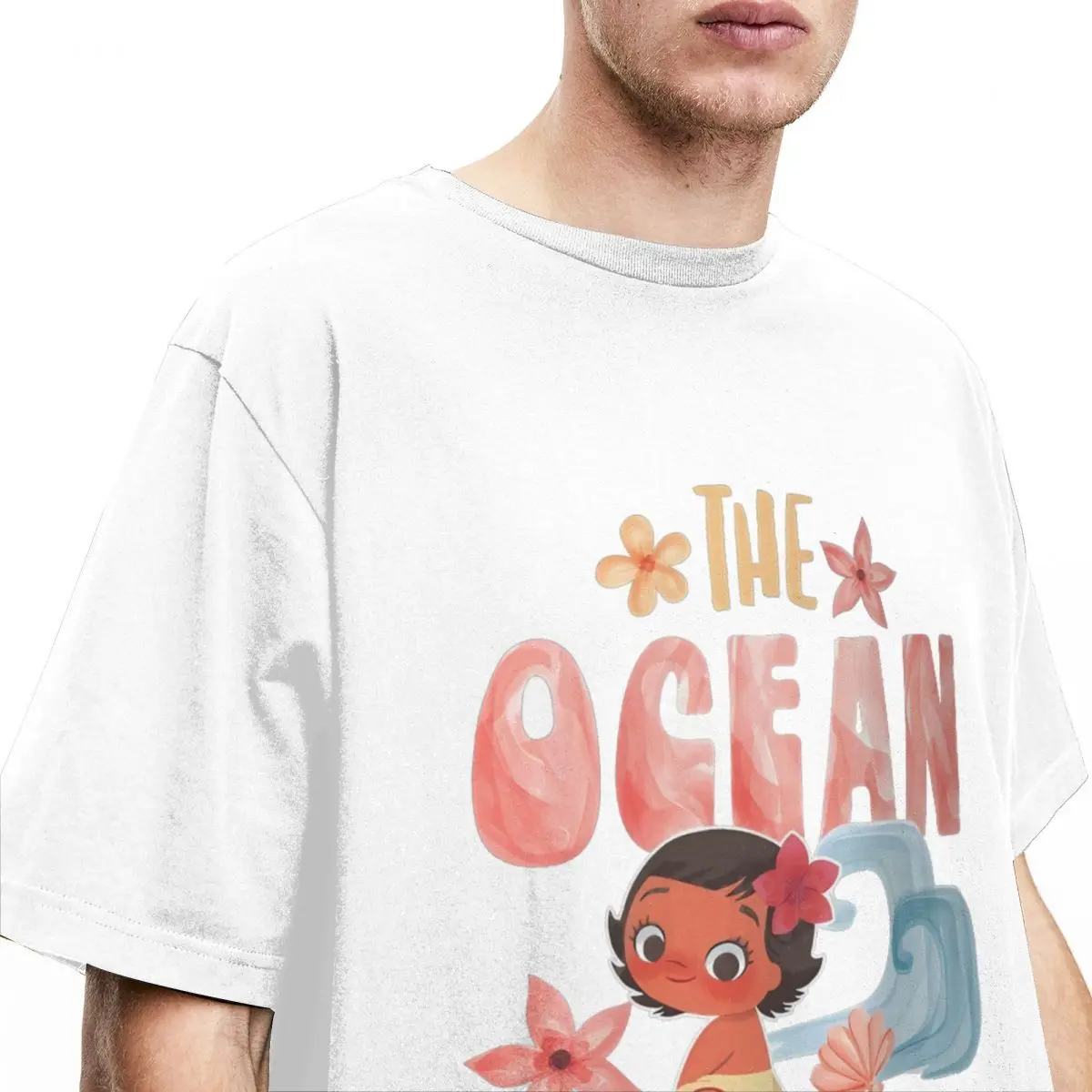 メンズ モアナ ザ オーシャン チョーズ ミー Tシャツ コットン Tシャツ ビーチ 面白い 半袖 Tシャツ O ネック ファッション デザイン Tシャツ 4XL 5XL