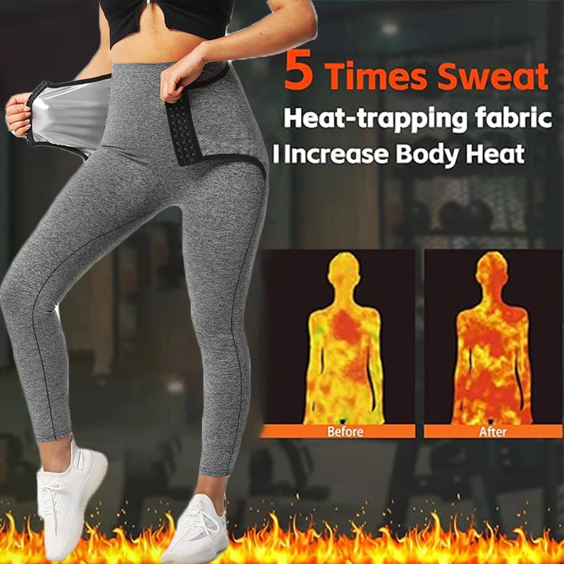 MrifDila High Waist Compression 3 Buckles Sauna Leggings Body Shaper Weight Loss Pants Waist Trainer Lifting Sweat Workout Pants