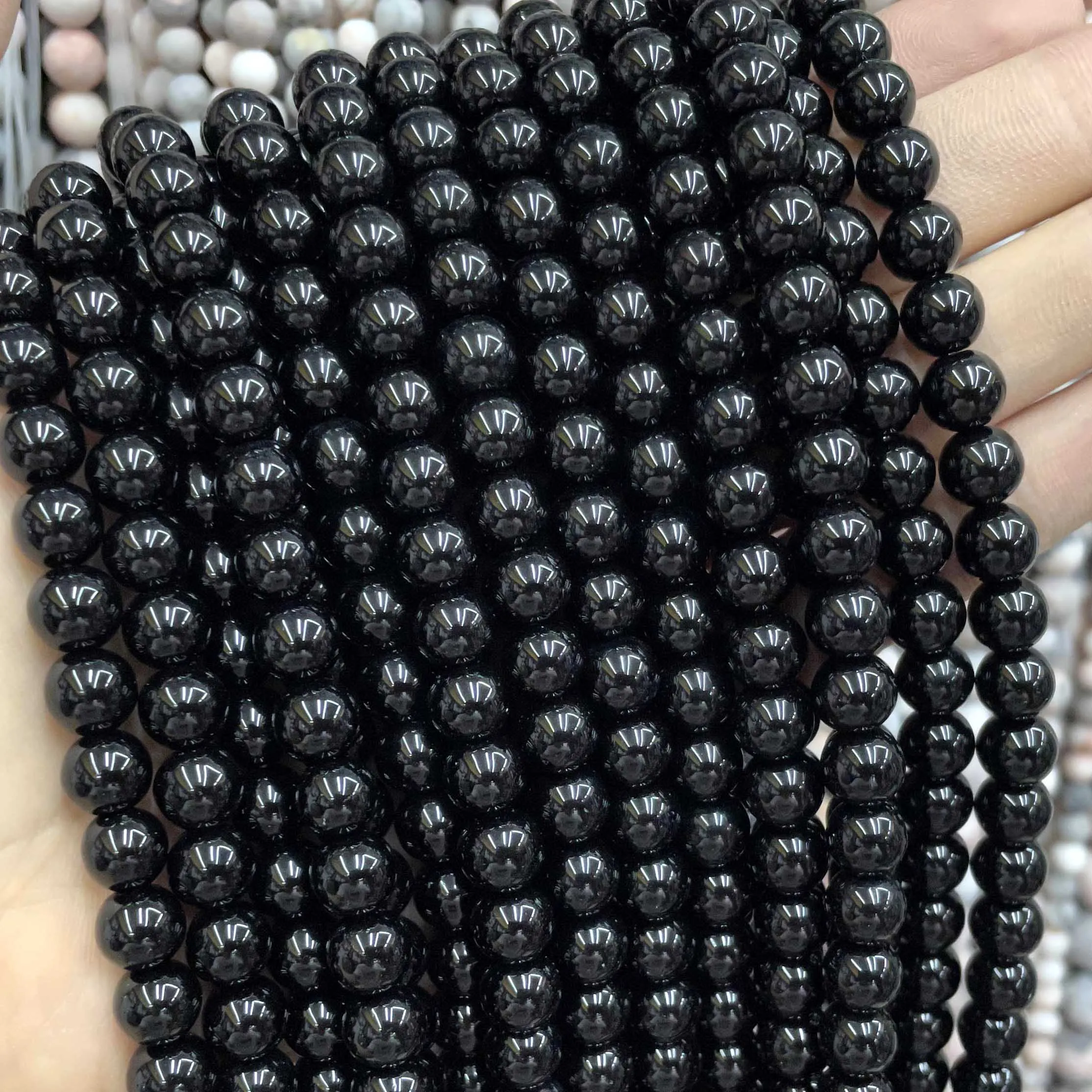 Naturstein bunte Granat rot Bernstein gelb olivgrün Glas Kristall runde lose Perlen für Schmuck machen DIY Armband – Detail 5