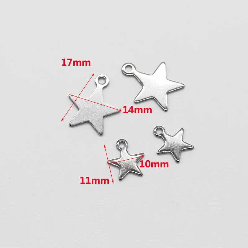 20/100pcs/lot 9x10mm Stainless Steel Star Moon Charms Pendants Star Floating Charm for DIY Necklace Jewelry Making Findings