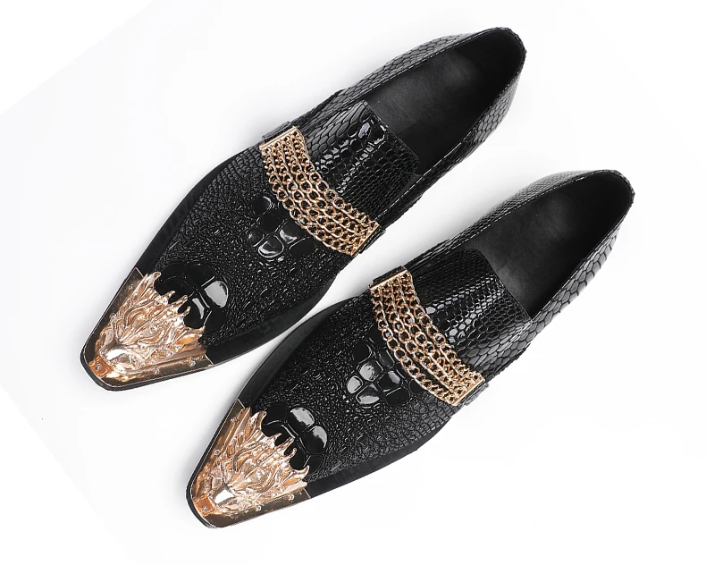 Herrenschuhe aus echtem Rindsleder mit Pythonmuster und Nadelverzierung für formelle Anlässe im Herbst, Modellausstellungen und geschäftliche Gelegenheiten. – Detail 5