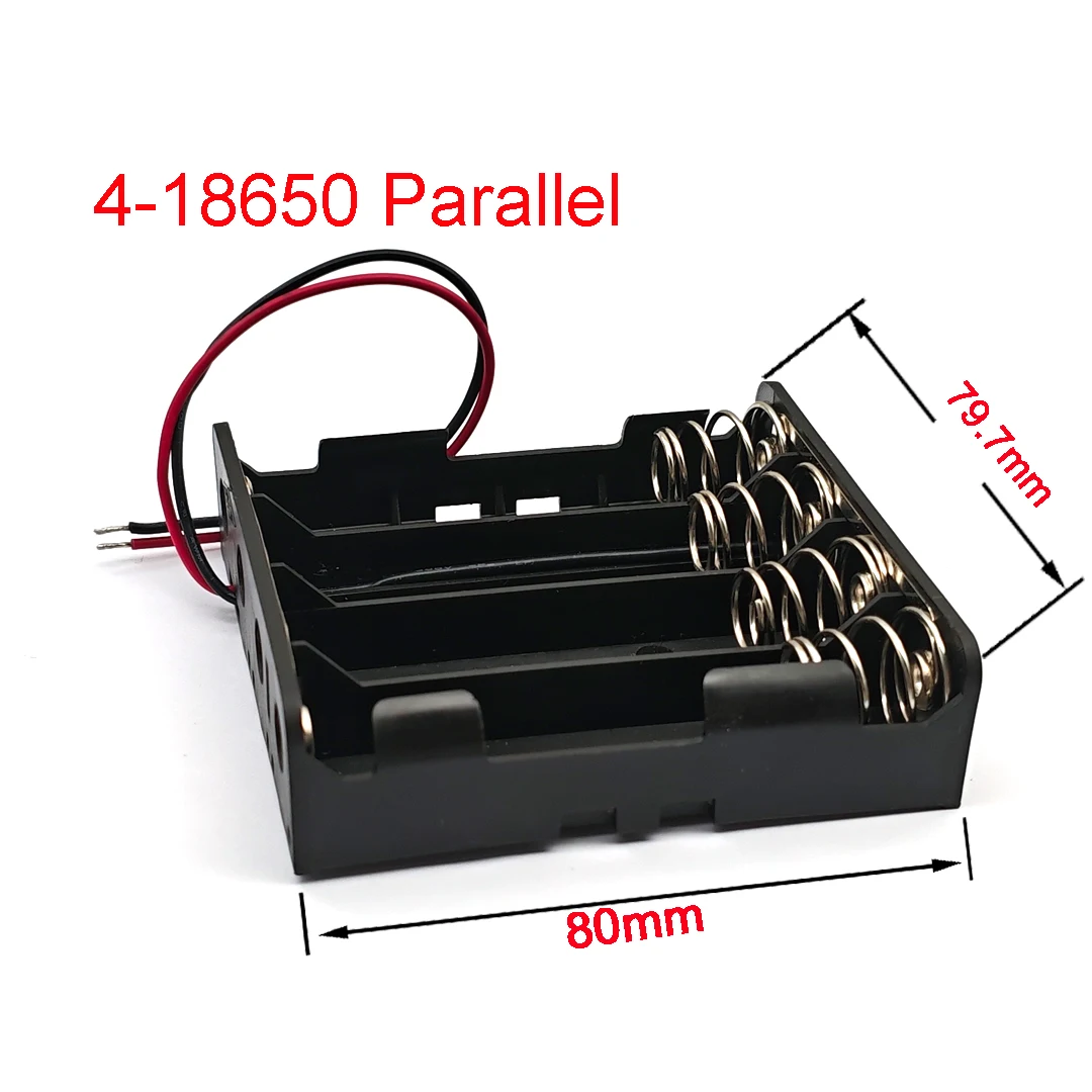 2/3/4-Fach 18650 Batteriehalter-Box, 3,7V Parallel-Batterie-Aufbewahrungsgehäuse mit Rot-Schwarzem Kabel, Federkontakt DIY-Stromversorgung – Detail 8