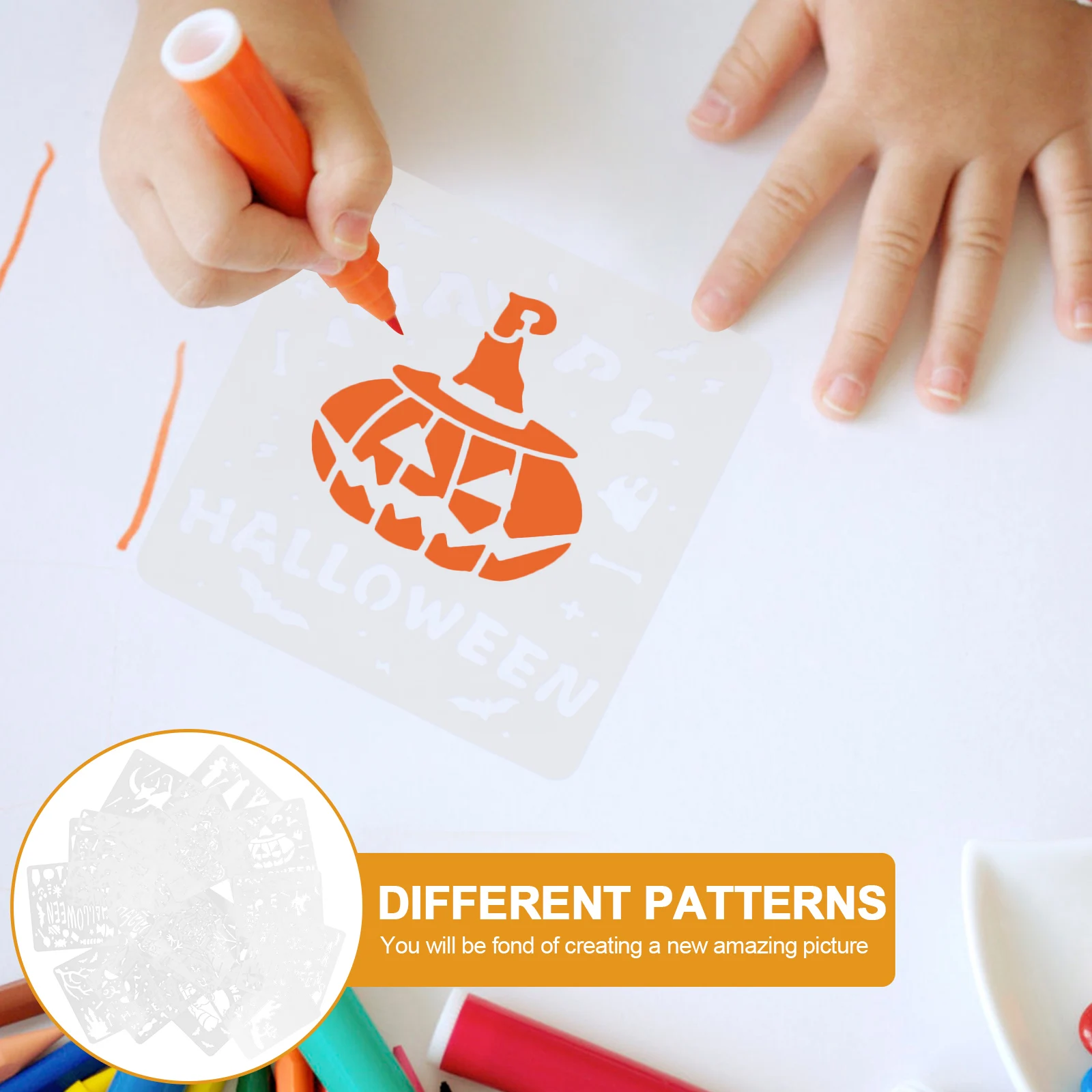 

16pcs Halloween Painting Stencils Kids Drawing Templates For Wood Walls Canvas Hollow Craft Art Country Decorations Cartoon