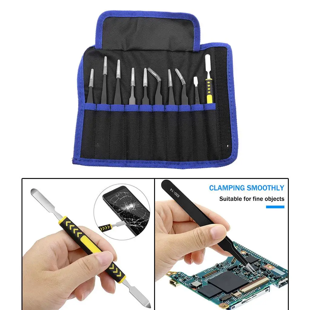 

Premium 10-Piece Stainless Steel Precision Tweezers Set for Jewelry Making and Crafts