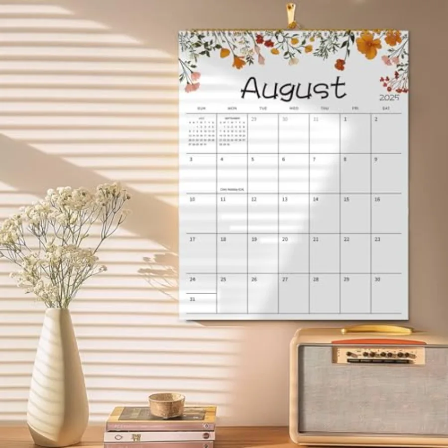 تقويم الحائط 20252026 تقويم الحائط الشهري مقاس 15 × 12 بوصة مع تصميم الأزهار يطير من يوليو 2025 إلى ديسمبر 2026 كتل كبيرة سميكة