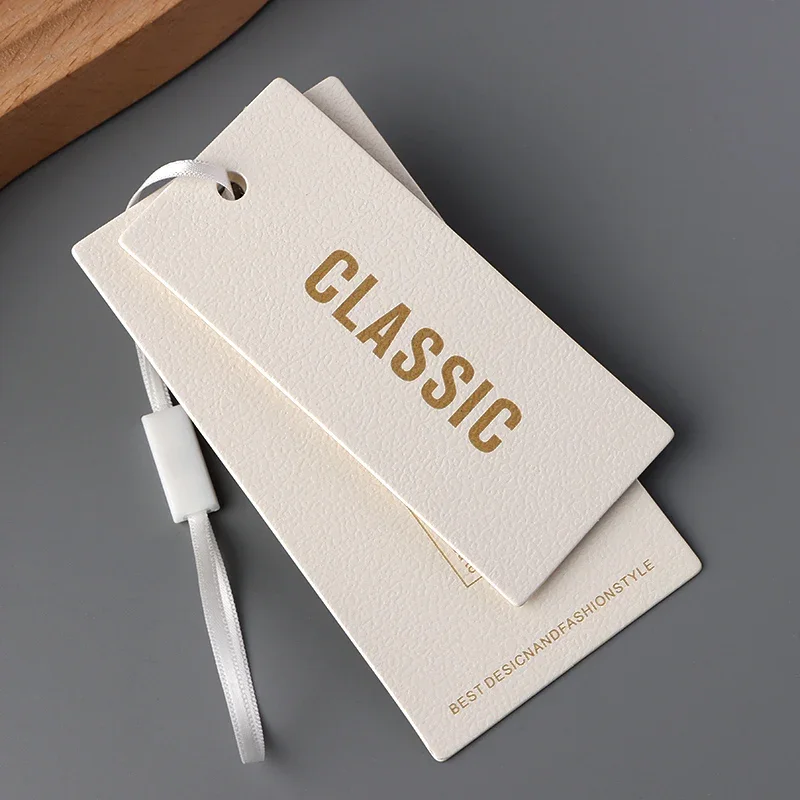 100pcs Hangtags Customized Women Clothing Labels Custom Solid Cards Advanced Price And Size Hangung Tags Garment Hangtag With St