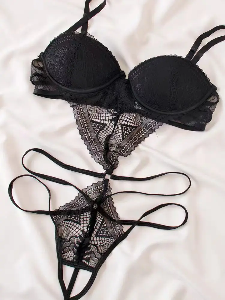 Original Design Bla Night Sexy Spicy Girl Pure Desire 2025 New Sle Pure Desire Hollow out  Suit Underwear