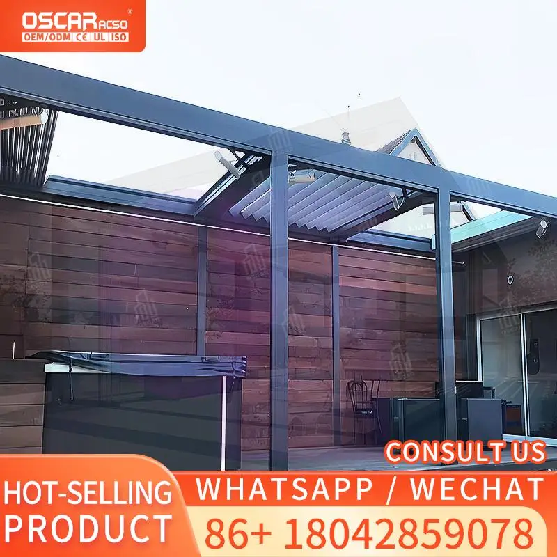 Outdoor Electric Opening 3x3m Metal Gazebo Pergola with Screen for Garden Patio Backyard Factory Direct pergolas