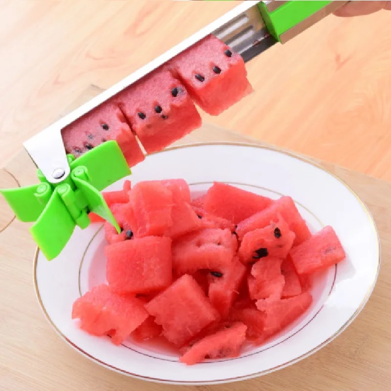 Watermelon Cutter Stainless Steel Windmill Design Cut Watermelon Kitchen Gadgets Salad Fruit Slicer Cutter Tool RYDDW01