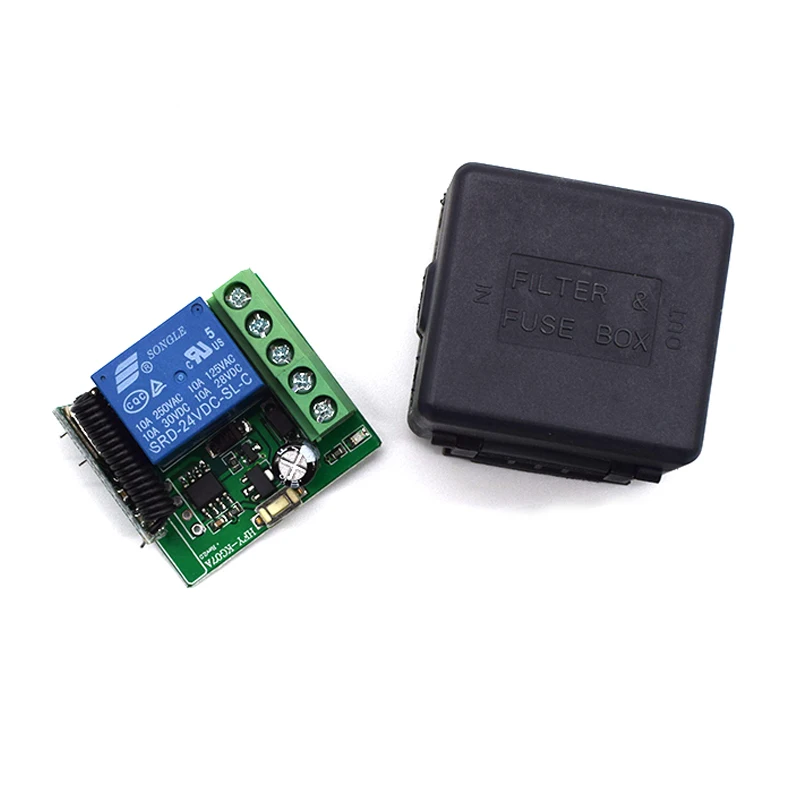 New 433Mhz Universal Wireless RF Remote Control Switch DC 12V/24V 10A 1CH Relay Receiver Module and 433.92 Mhz Key Chain