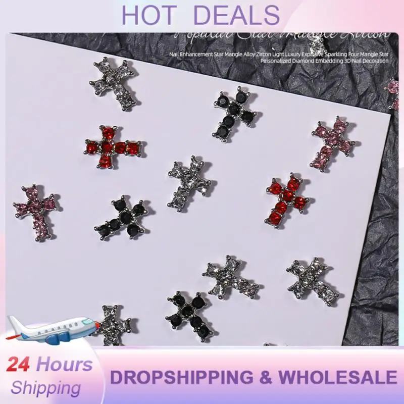 

1/10pcs Retro Style Jewelry Cross Comfortable To Wear Fashionable Manicure Stylish Shiny Crystal Comfortable High Quality Flash