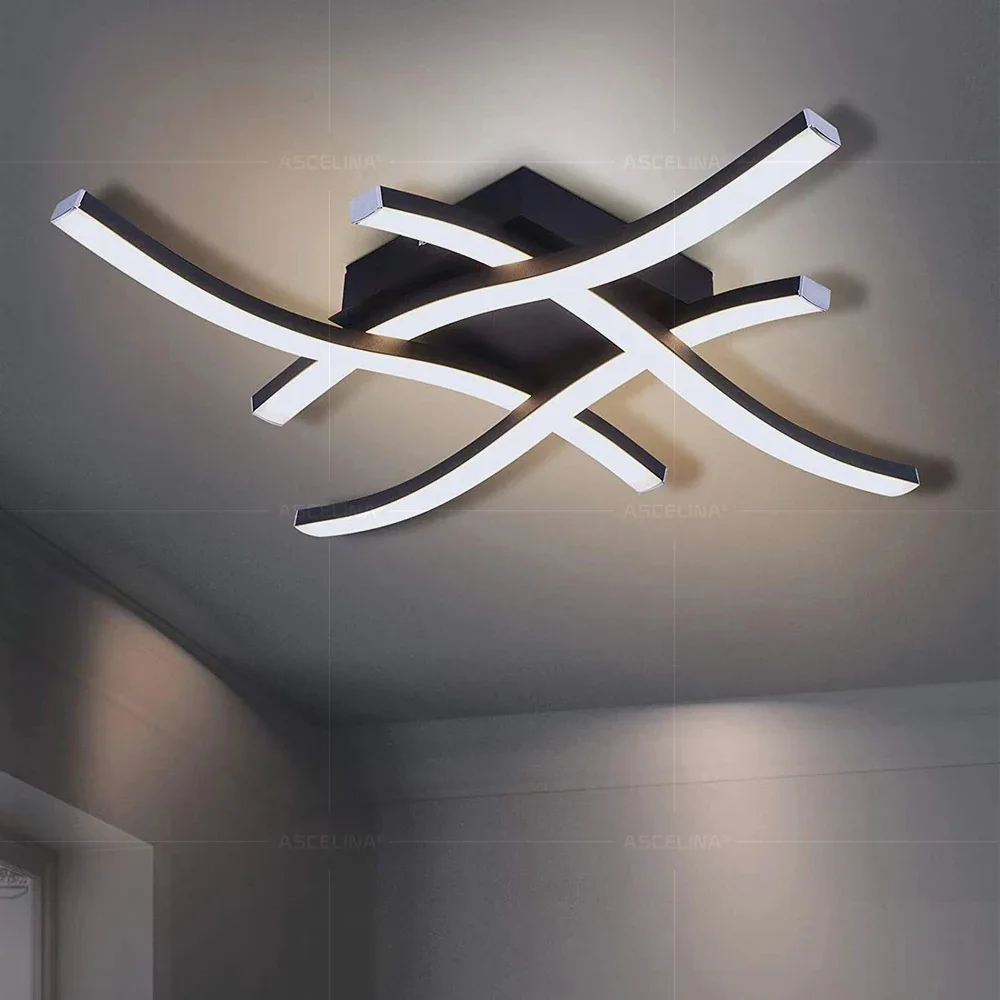 Modern LED Ceiling Light Long Wave Lamp Living Room Bedroom Study Corridor Aisle Entrance Balcony Home Decoration Lustre