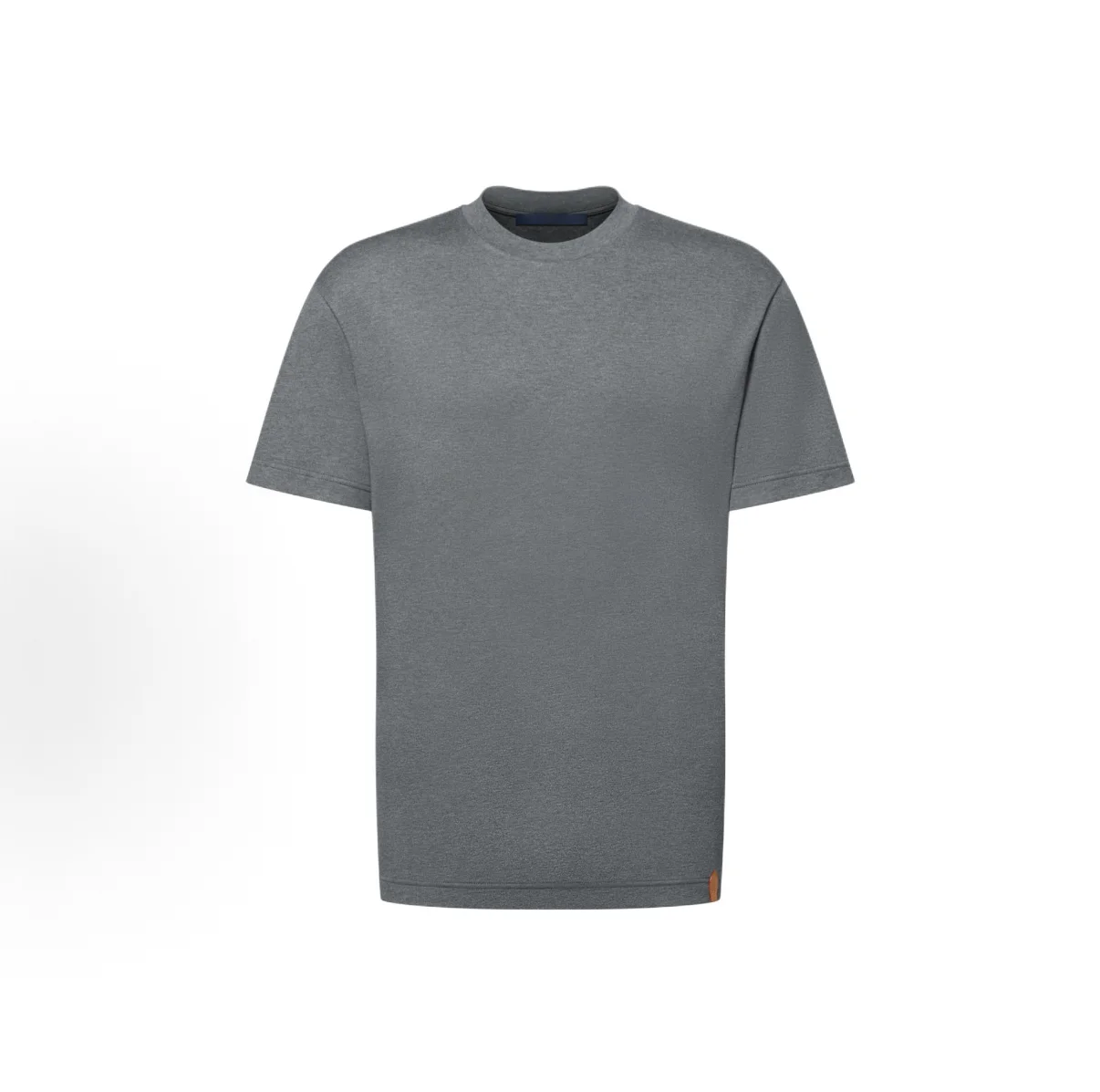 

Футболка унисекс Adam 26SS из шелка и хлопка с коротким рукавом, круглым вырезом и кожаной нашивкой, серая, в стиле Cleanfit, из других материалов, облегающий крой