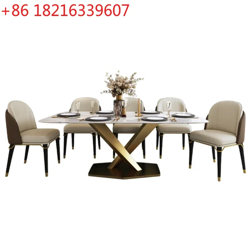 

Обеденные столы и стулья из каменной плиты, набор для гостиной, скандинавский элитный яркий стол, современный минималистский стиль